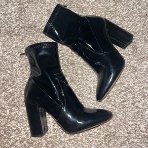 Aldo Black Patent Heeled Booties